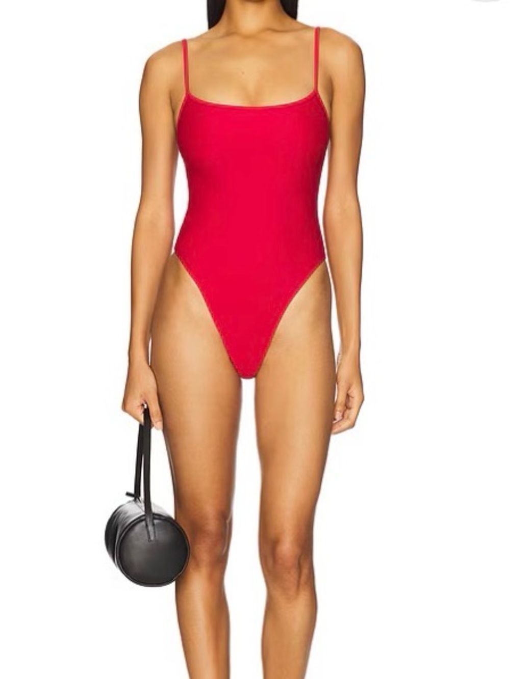 Red Scoop Neck One-Piece Swimsuit - Women's